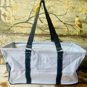 Shimmery Plain Silver Print Large Collapsible Utility Bag or Tote Bag
